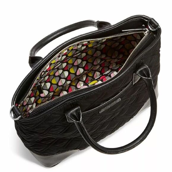 VERA BRADLEY DAY OFF SATCHEL SHOULDER BAG CLASSIC BLACK SIGNATURE RETIRED NWOT - Picture 4 of 12